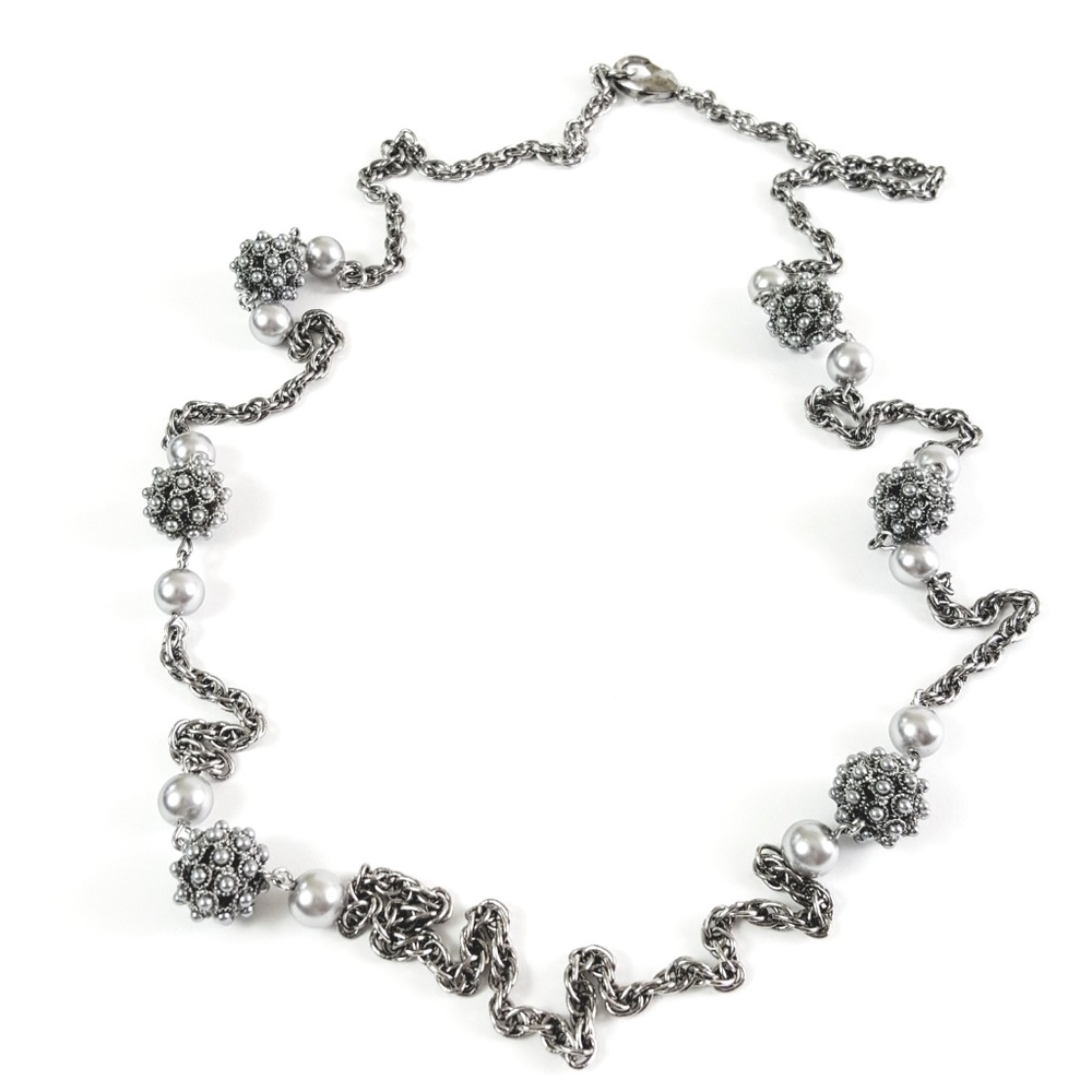 Silver and White Pearl Statement Necklace, NWOT - Picture 3 of 8